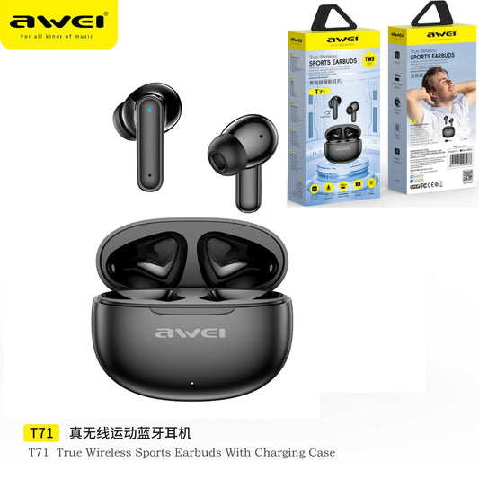 AWEI T71 Nero True Wireless Sports Earbuds