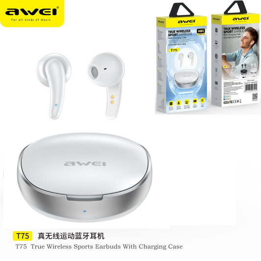 AWEI T75 True Wireless Sport Earbuds Bianco