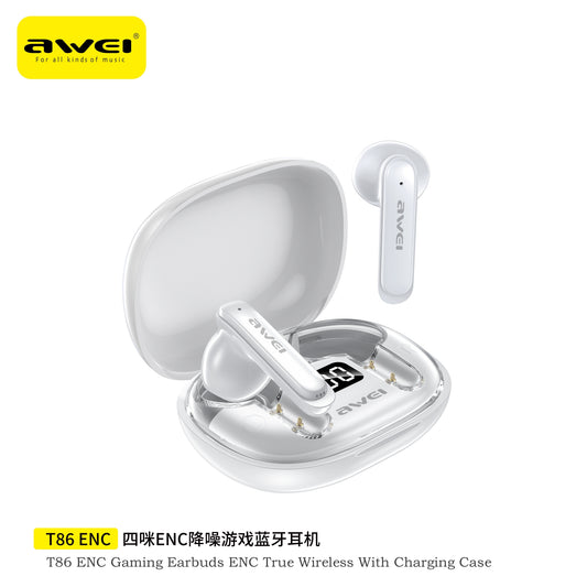 AWEI T86ENCAW ENC Cuffie Wireless Bianco Totale