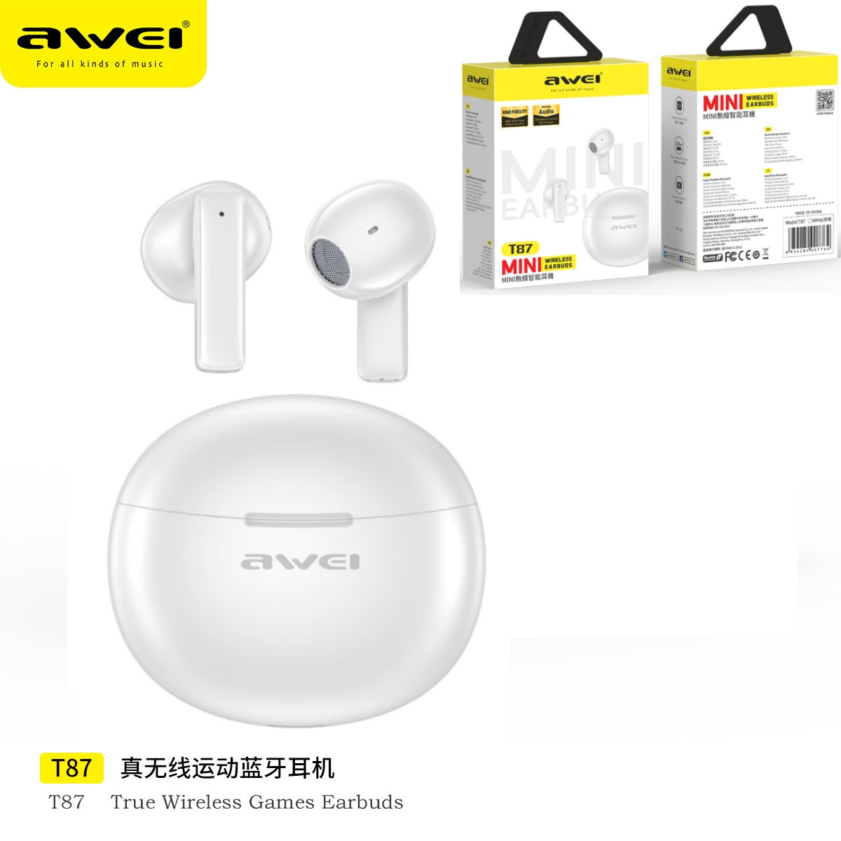 AWEI Auricolare Sportivo True Wireless