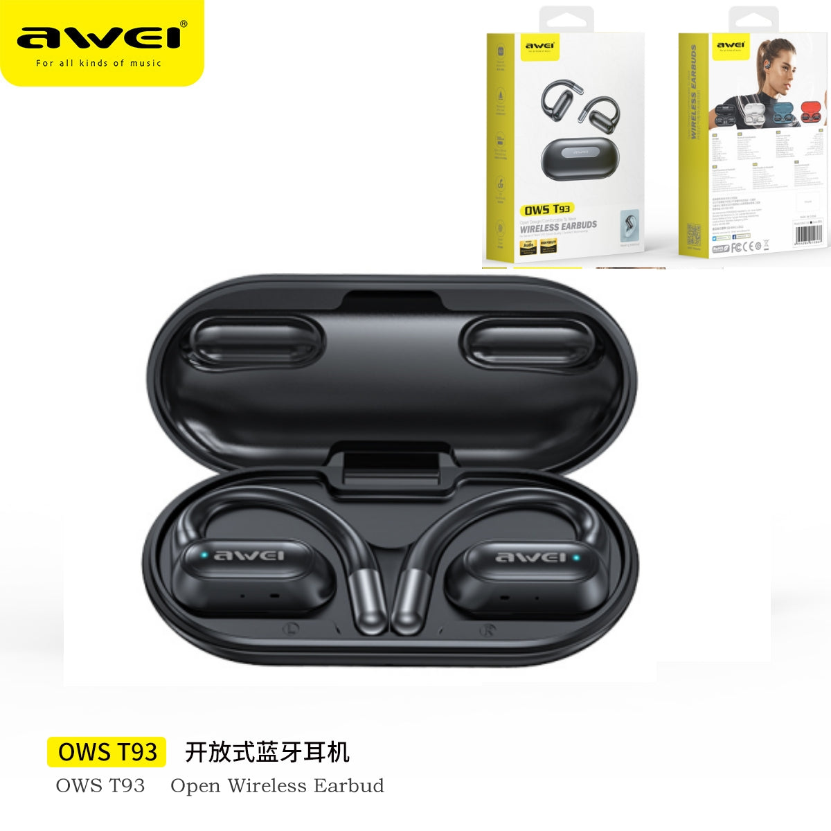 AWEI Ows Wireless Earbuds Nero