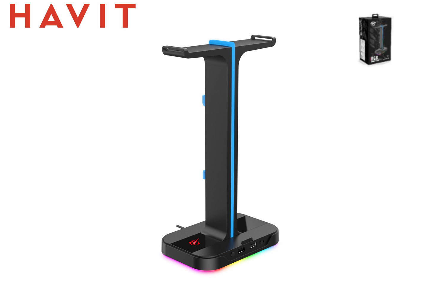 HAVIT Supporto Cuffie Da Gaming Con 2 Usb E 7 Regolazioni Luci