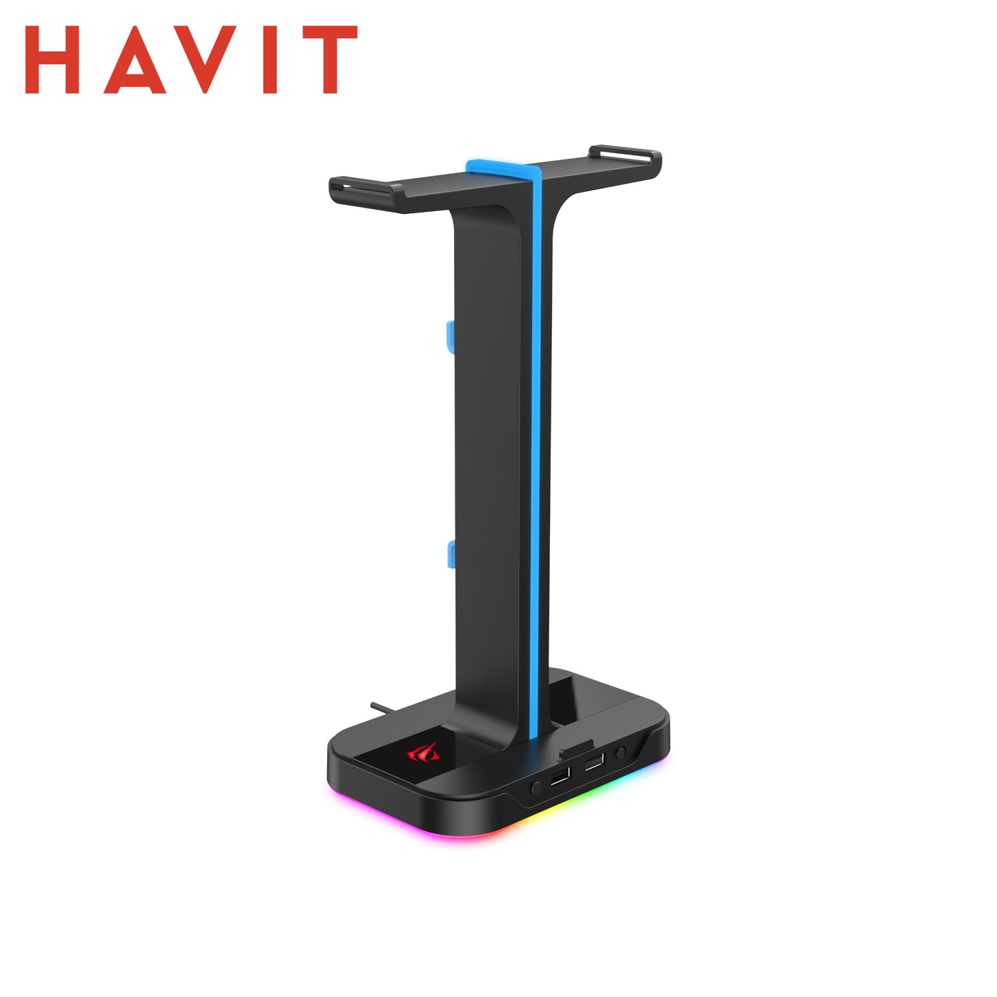 HAVIT TH650 – Supporto per Cuffie RGB/Dual Headset Stand + Hub 2×USB