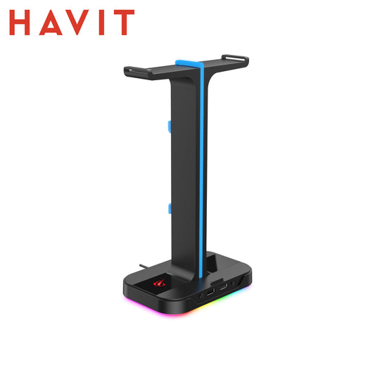 HAVIT TH650 – Supporto per Cuffie RGB/Dual Headset Stand + Hub 2×USB