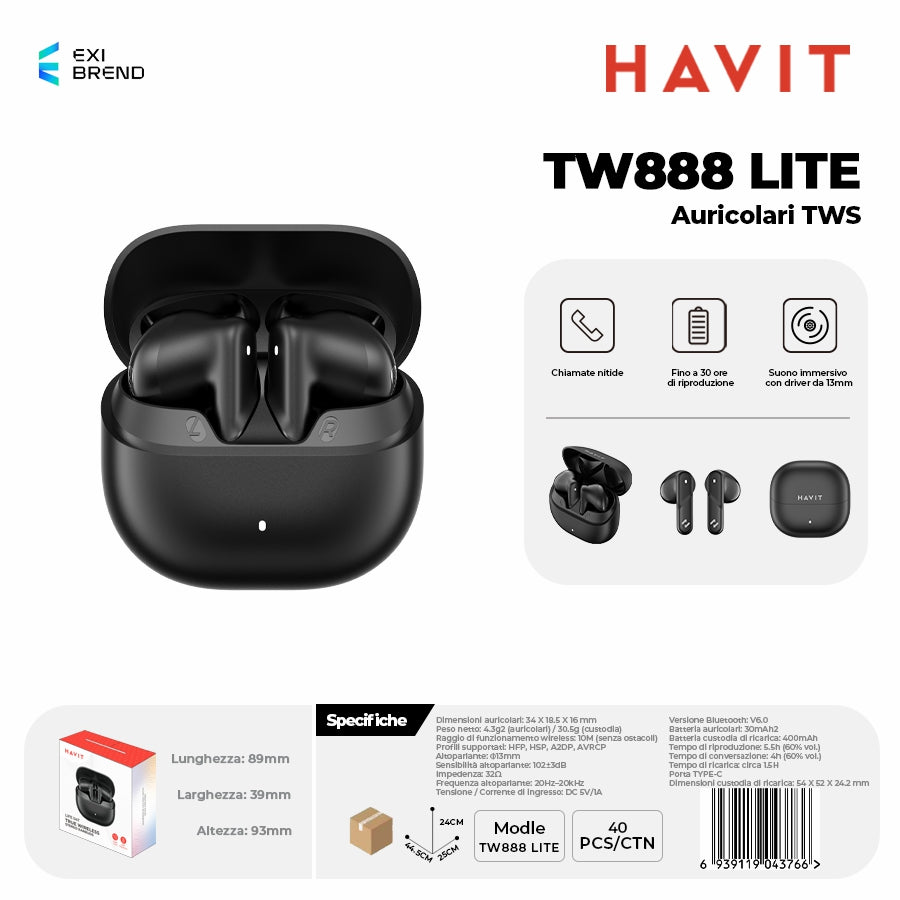 HAVIT TW888 LITE Auricolari Bluetooth TWS