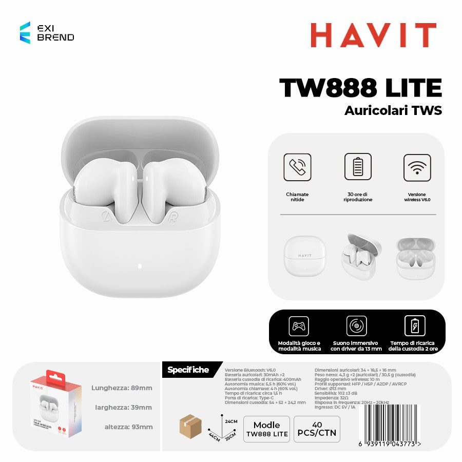 HAVIT TW888 LITE Auricolari Bluetooth TWS