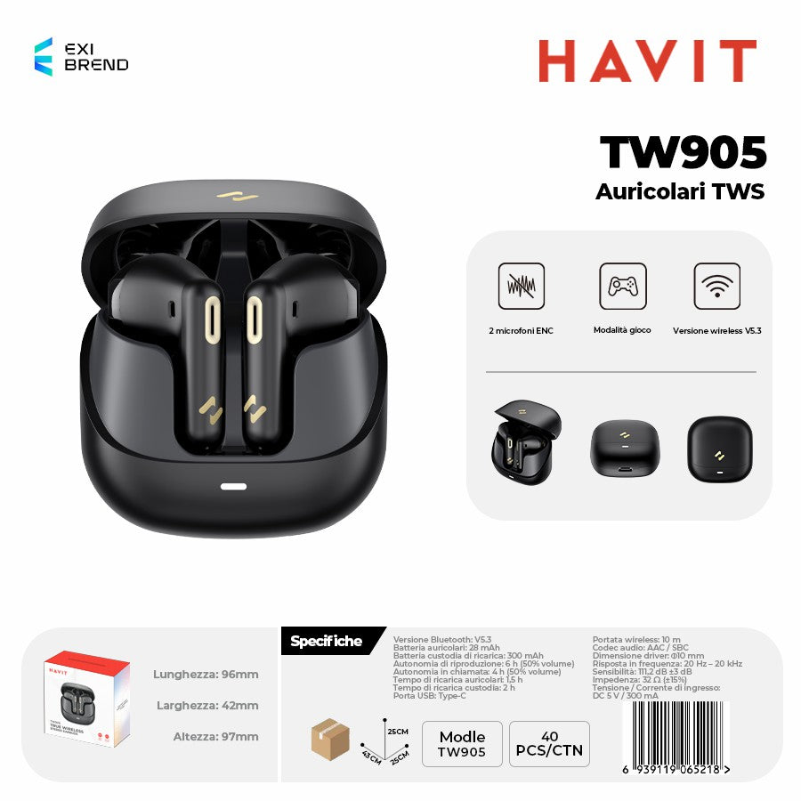 HAVIT TW905 Auricolari Bluetooth TWS