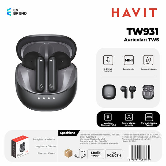 HAVIT TW931 Auricolari Bluetooth TWS