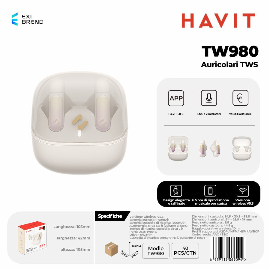 HAVIT TW980 Auricolari Bluetooth TWS