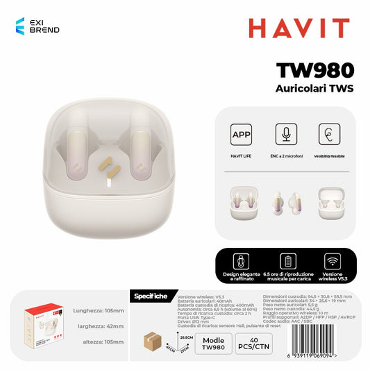 HAVIT TW980 Auricolari Bluetooth TWS