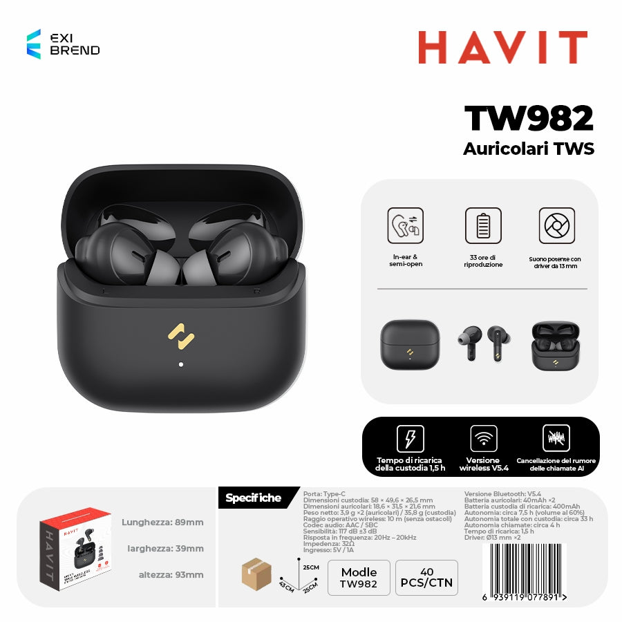 HAVIT TW982 Auricolari Bluetooth TWS