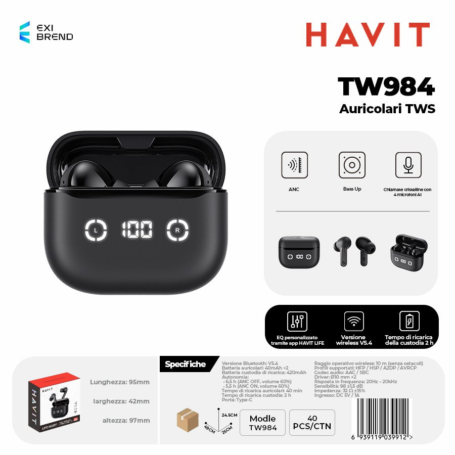 HAVIT TW984 Auricolari Bluetooth TWS