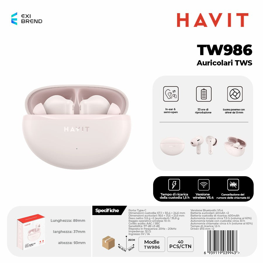 HAVIT TW986 Auricolari Bluetooth TWS