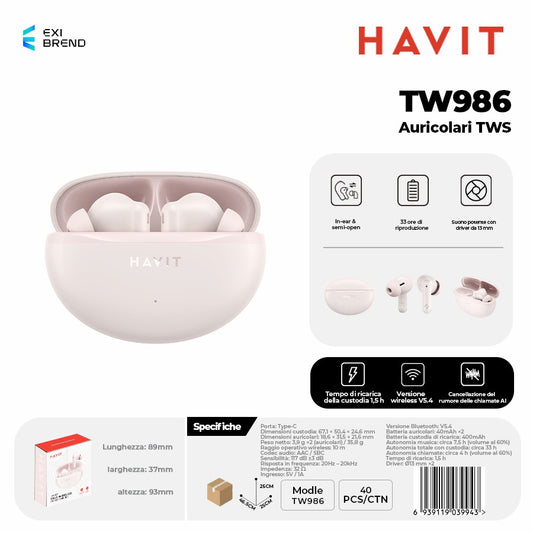 HAVIT TW986 Auricolari Bluetooth TWS