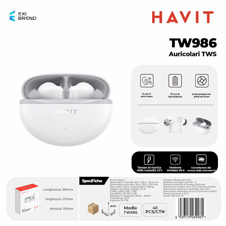 HAVIT TW986 Auricolari Bluetooth TWS