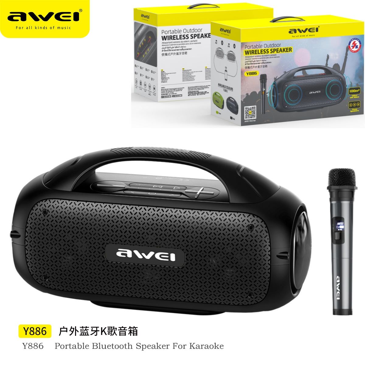 AWEI Cassa Con Microfono Esterno Bluetooth Nero