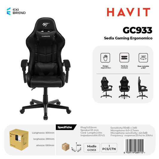 HAVIT GC933 Sedia Gaming - Black
