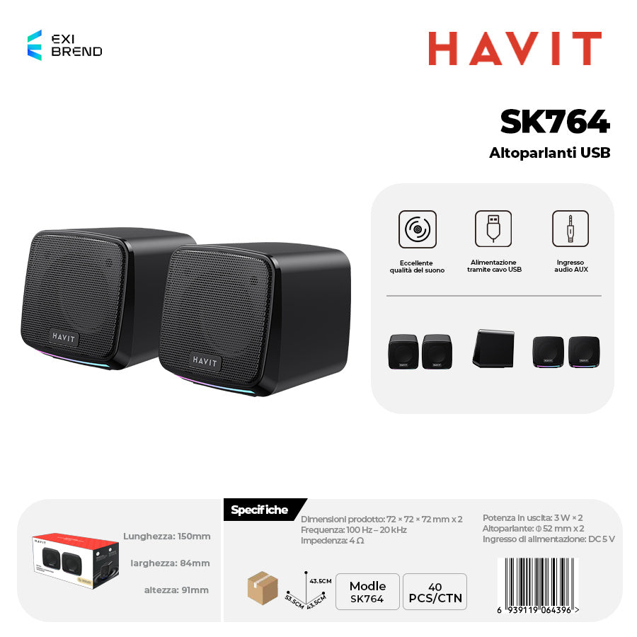 HAVIT SK764 Speaker Esport Usb2,0 con RGB
