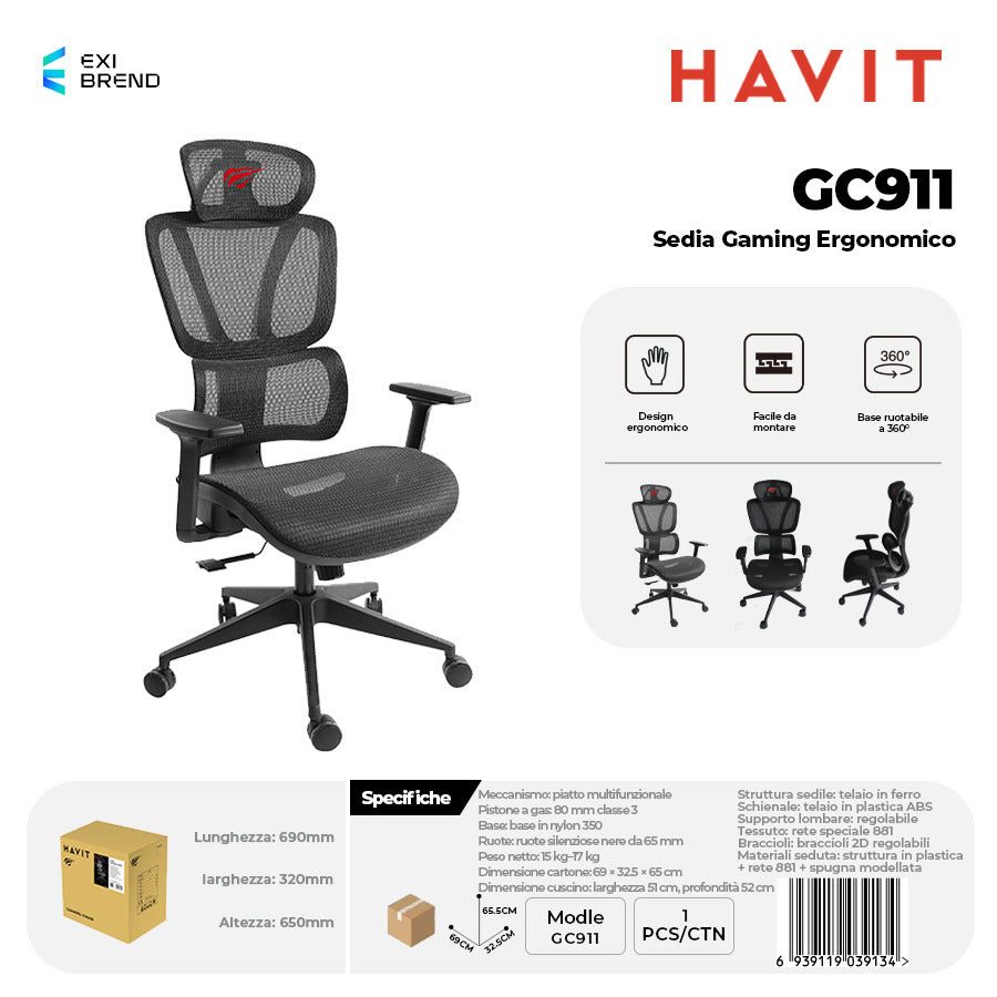 HAVIT GC911 Sedia Gaming Ergonomica