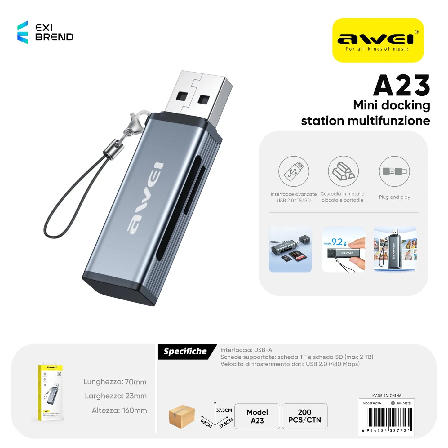 AWEI A23A Adattatore USB a Scheda SD