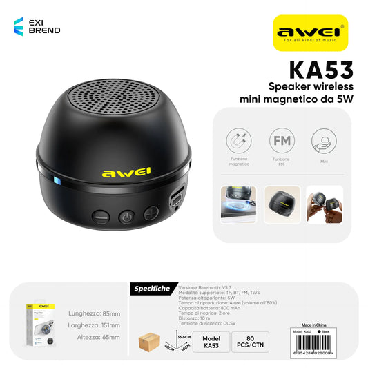 AWEI KA53-BK Speaker Magnetico 5 W