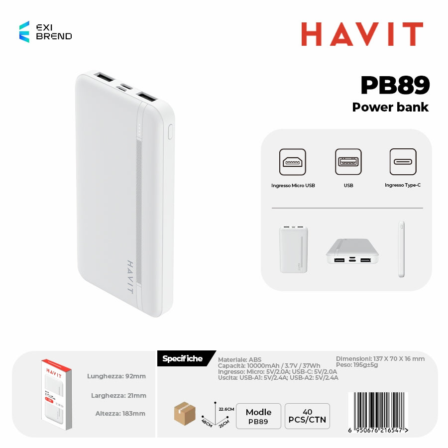 HAVIT PB89 Power Bank - White