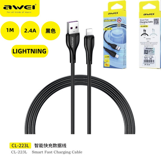 AWEI CL-223L Cavo Alta Flessibile Ricarica Rapida Lightning 1 m