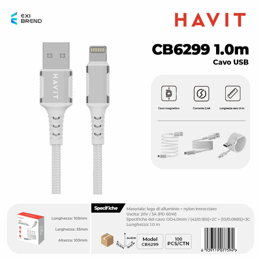 HAVIT CB6299 1 m CB6299 1 m Cavo USB - White