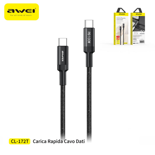 AWEI CL-172TBK Cavo Type-C a Type-C 1 m 100 W 5A