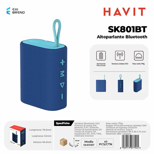HAVIT SK801BT Speaker Bluetooth - Blue