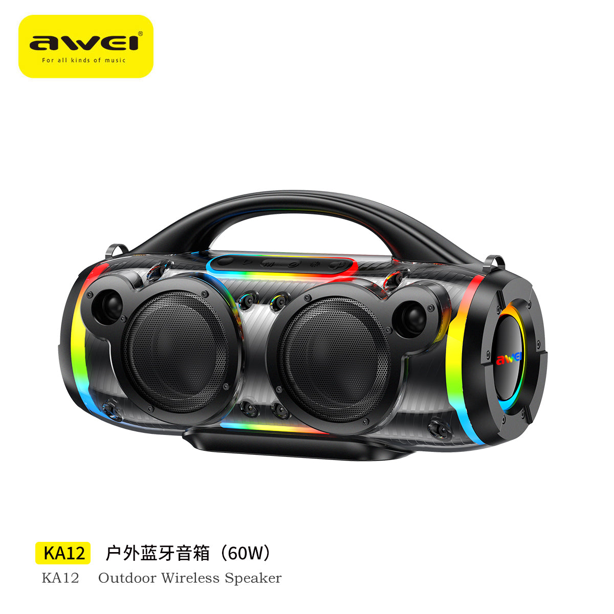 AWEI KA12 Speaker Bluetooth RGB con Manico 60 W