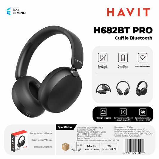HAVIT H682BT PRO Cuffie Bluetooth - Black