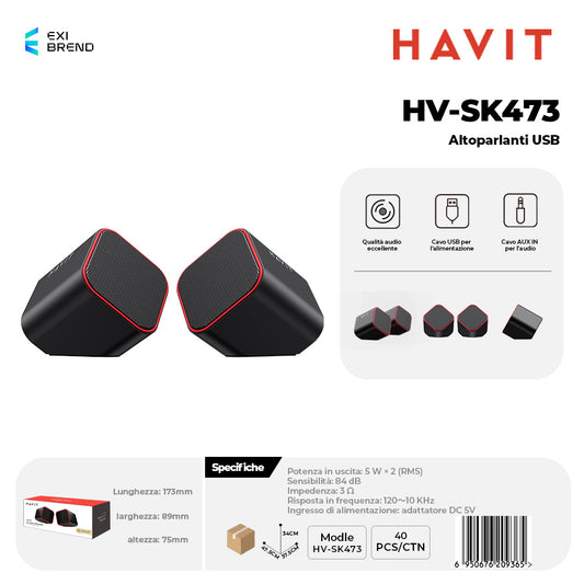 HAVIT HV-SK473 Speaker Usb2,0 - Red