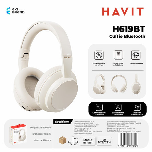 HAVIT H619BT Cuffie Bluetooth - White