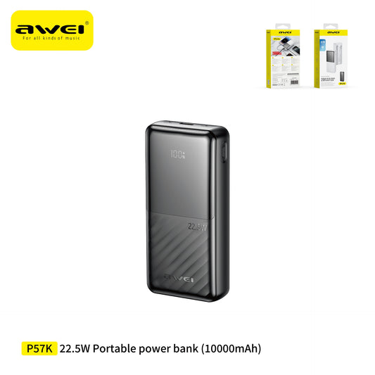 AWEI P57K Power Bank con Cavi 20000 mAh - Black