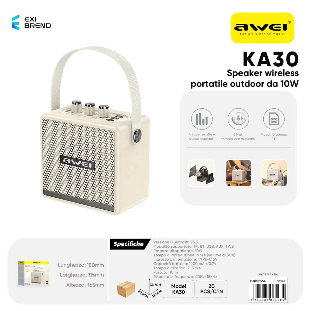 AWEI KA30 Cassa Bluetooth da Esterno - Beige