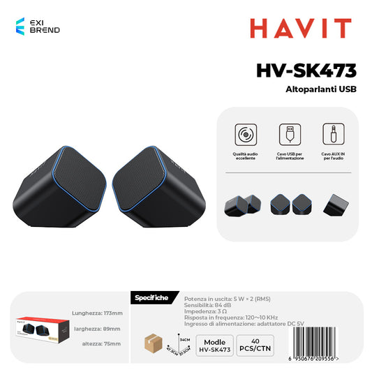 HAVIT HV-SK473 Speaker Usb2,0 - Blue