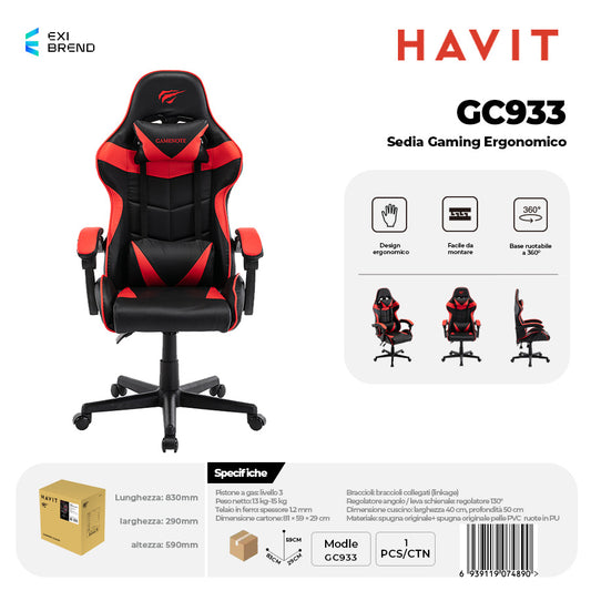 HAVIT GC933 Sedia Gaming - Red