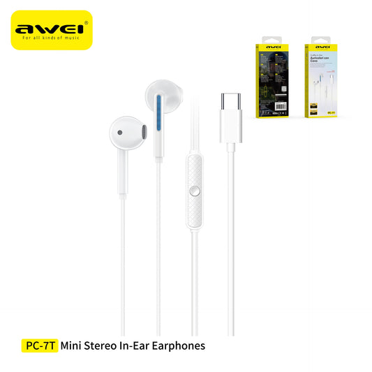 AWEI PC-7TWH Auricolari Stereo in Ear Cablato Bianco