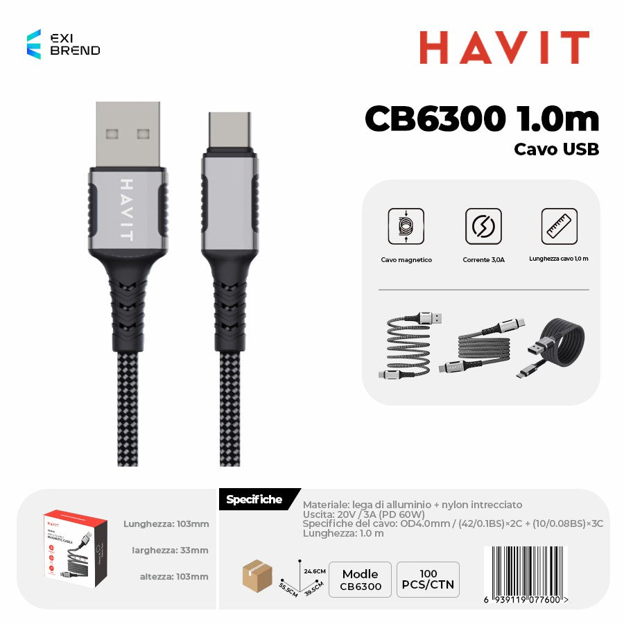 HAVIT CB6300 1 m CB6300 1 m Cavo USB - Black
