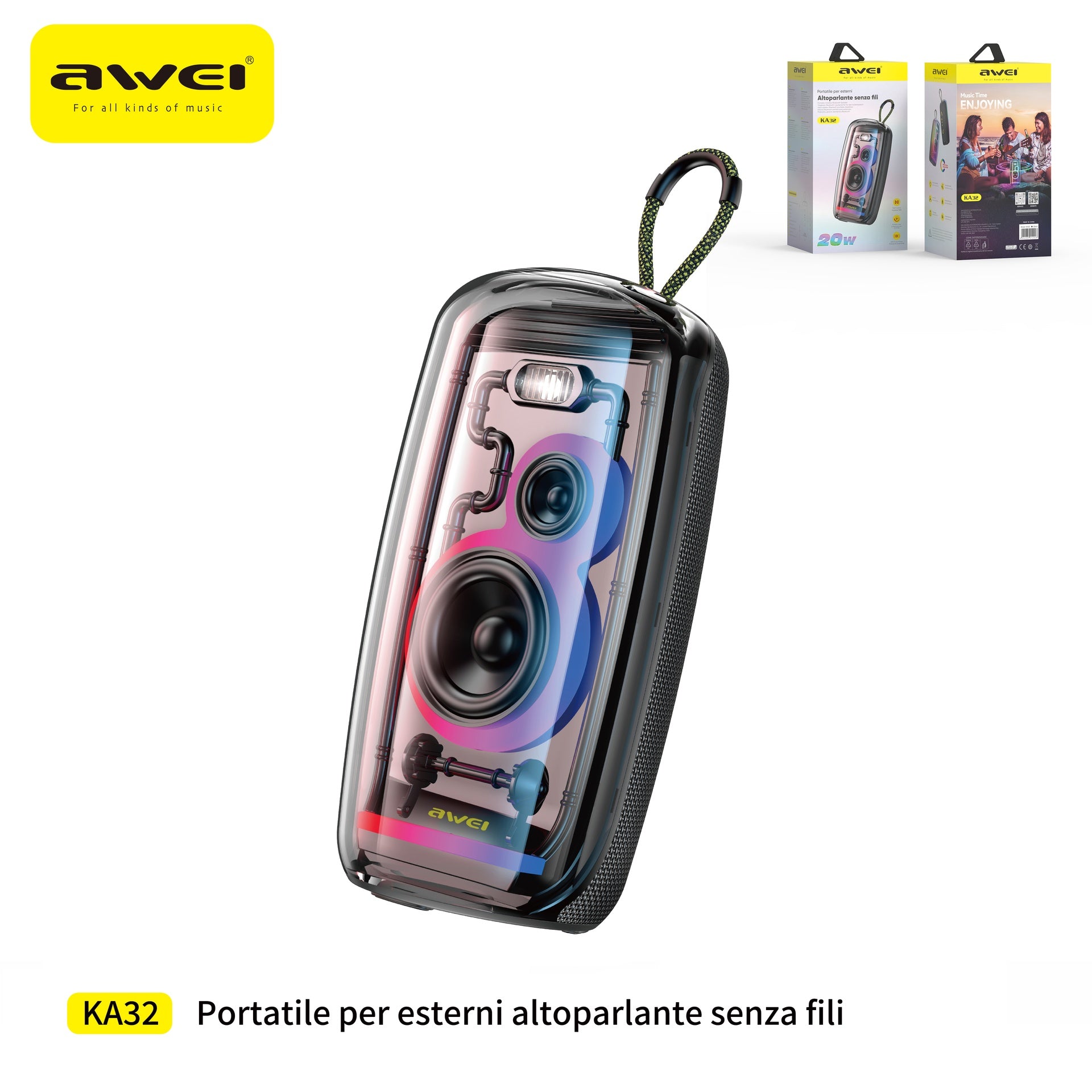 AWEI KA32 Altoparlante con Luci LED 20 W