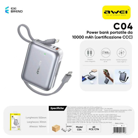 AWEI C04 Power Bank - Silver