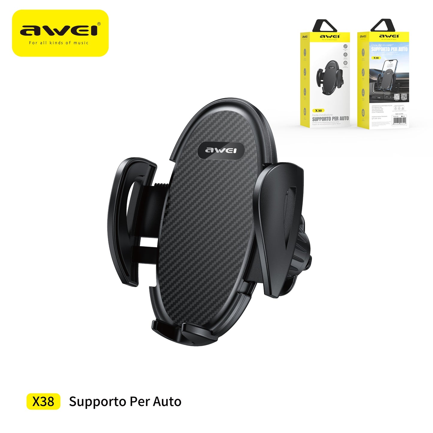 AWEI X38 Supporto Smartphone per Auto con Clip