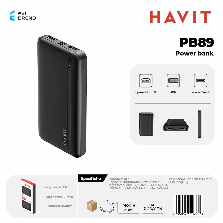 HAVIT PB89 Power Bank - Black
