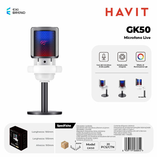 HAVIT GK50 Microfono Live USB