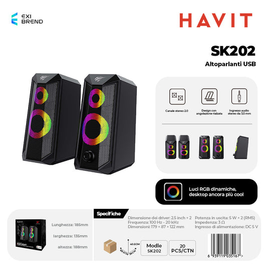 HAVIT SK202 Speaker Usb2,0 con RGB