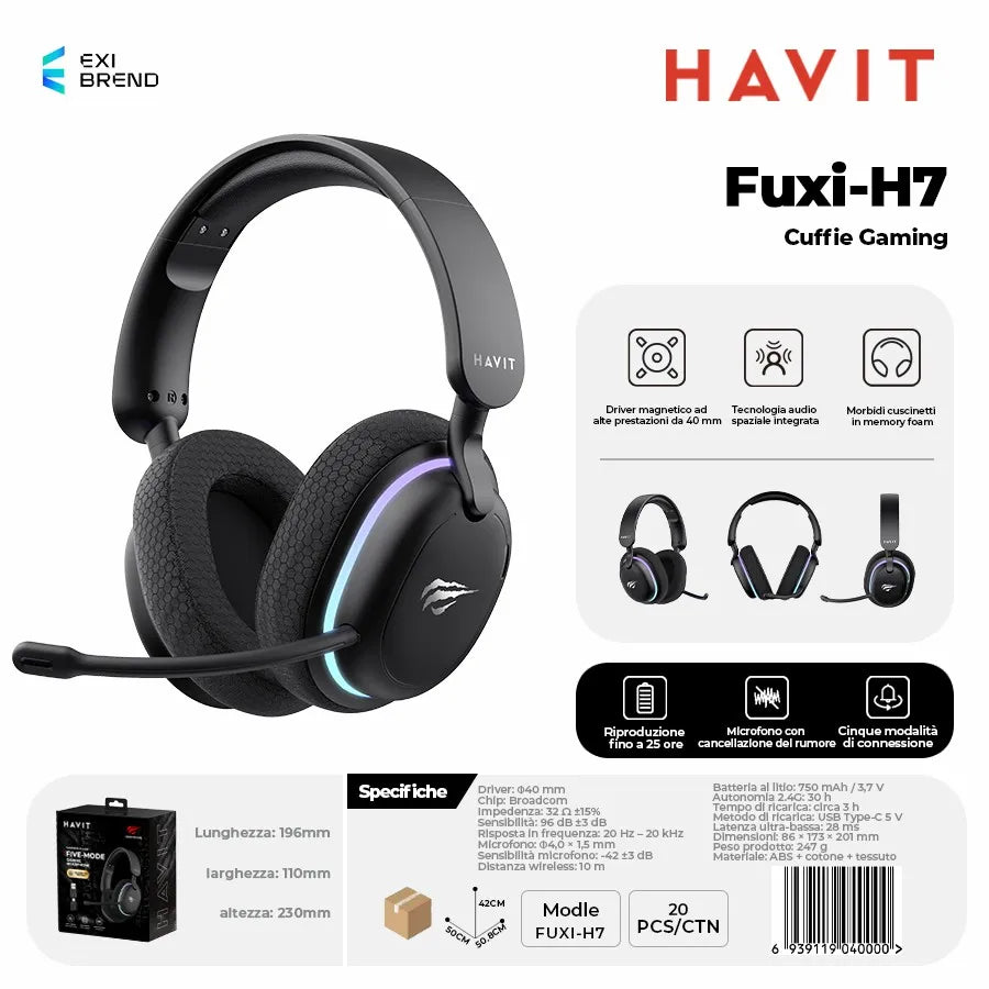 HAVIT Fuxi-H7 2,4 GHz Cuffie Gaming - Black