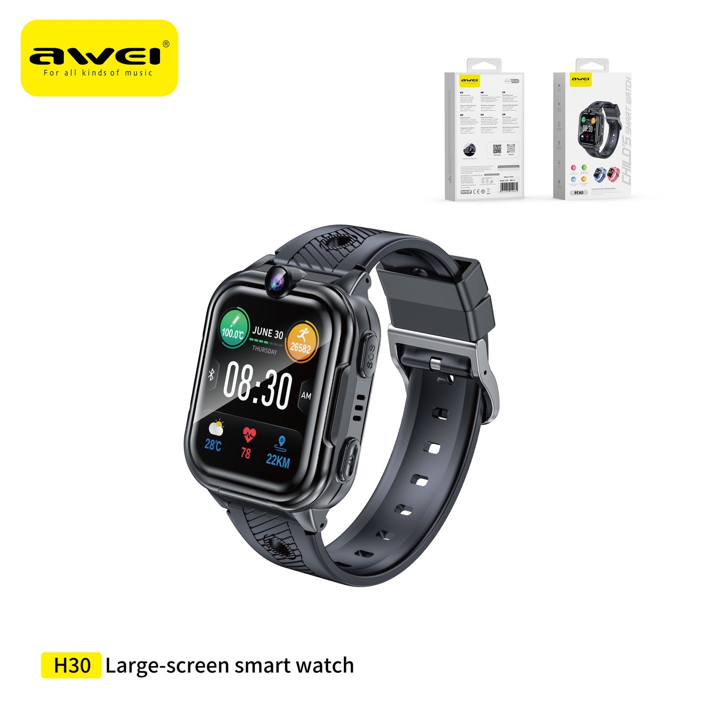 AWEI H30 Orologio con Chiamata per Bambini - Black
