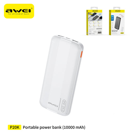 AWEI P20K Power Bank 10000 mAh - White