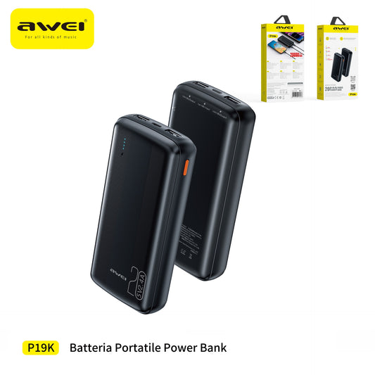 AWEI P19K Power Bank 20000 mAh Doppia USB - Black